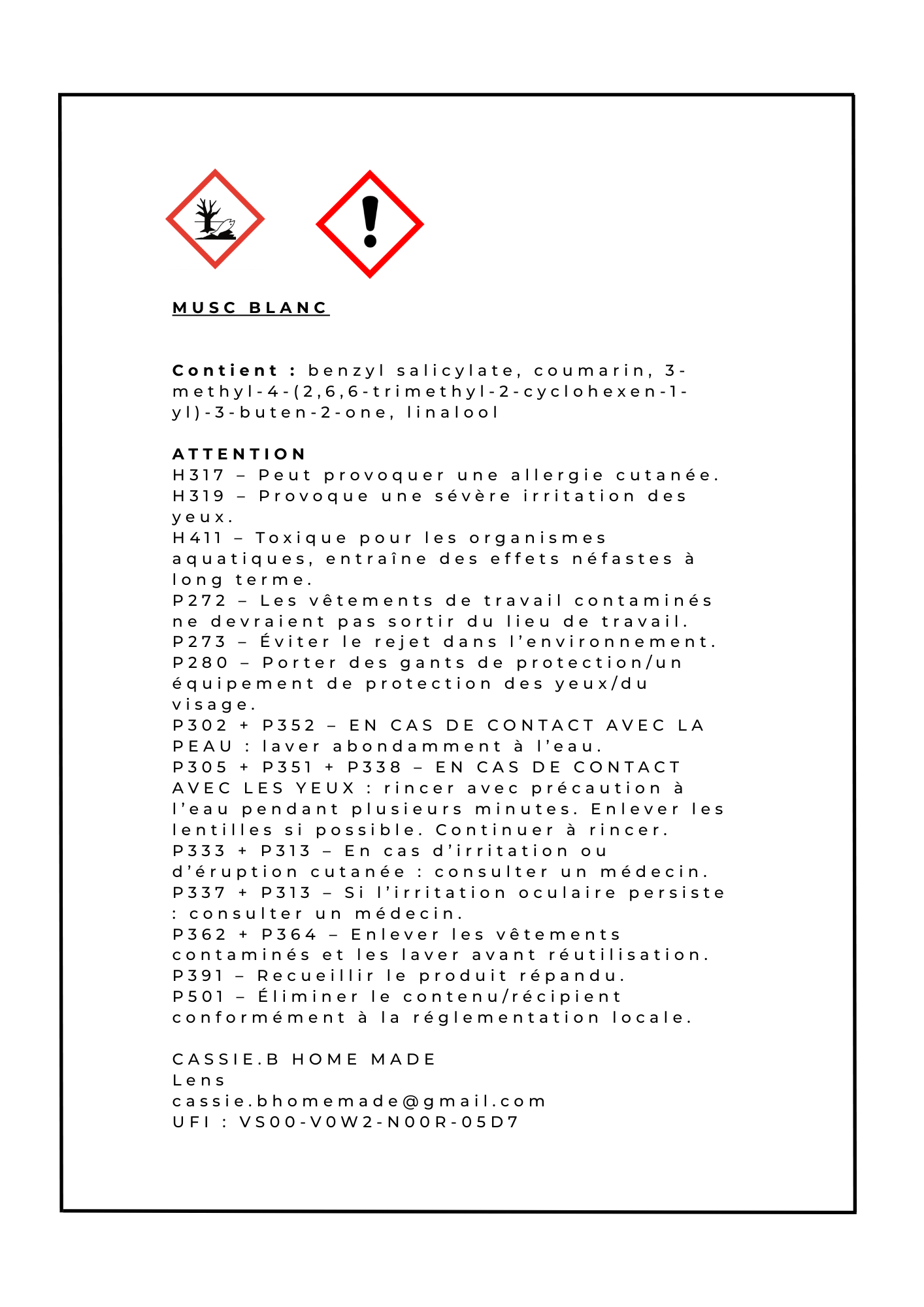 Suspensions parfumées Musc blanc