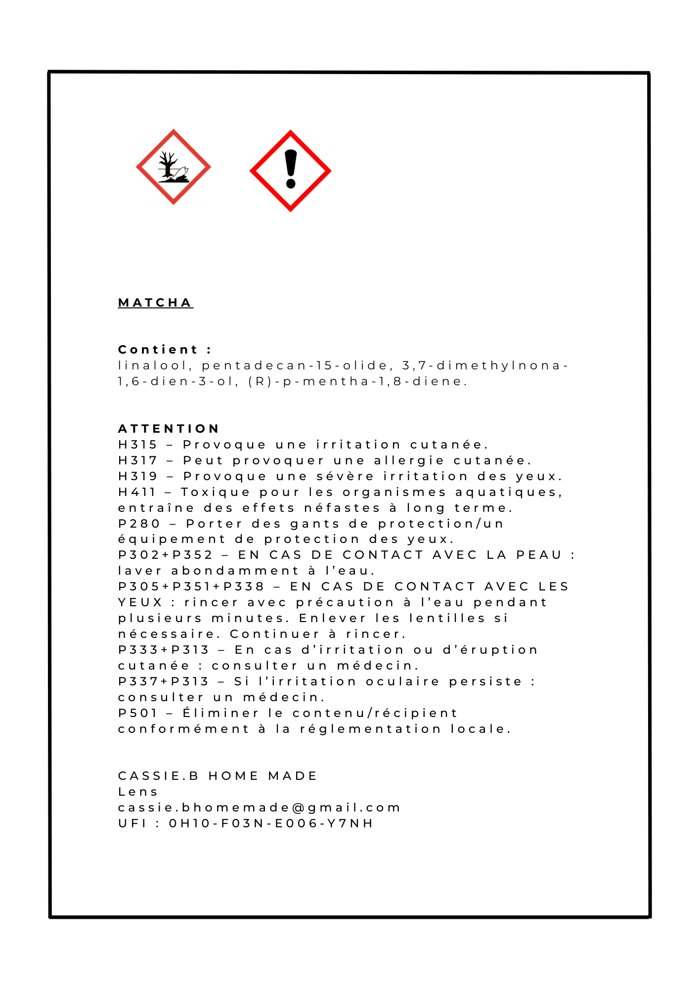 Suspensions parfumées Matcha